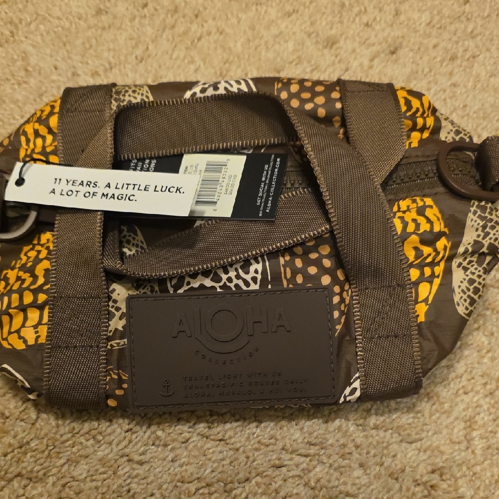ALOHA Collection Brown and Yellow Patterned Crossbody Bag